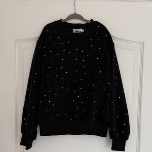 Lola + The Boys Black sweatshirt with Crystals